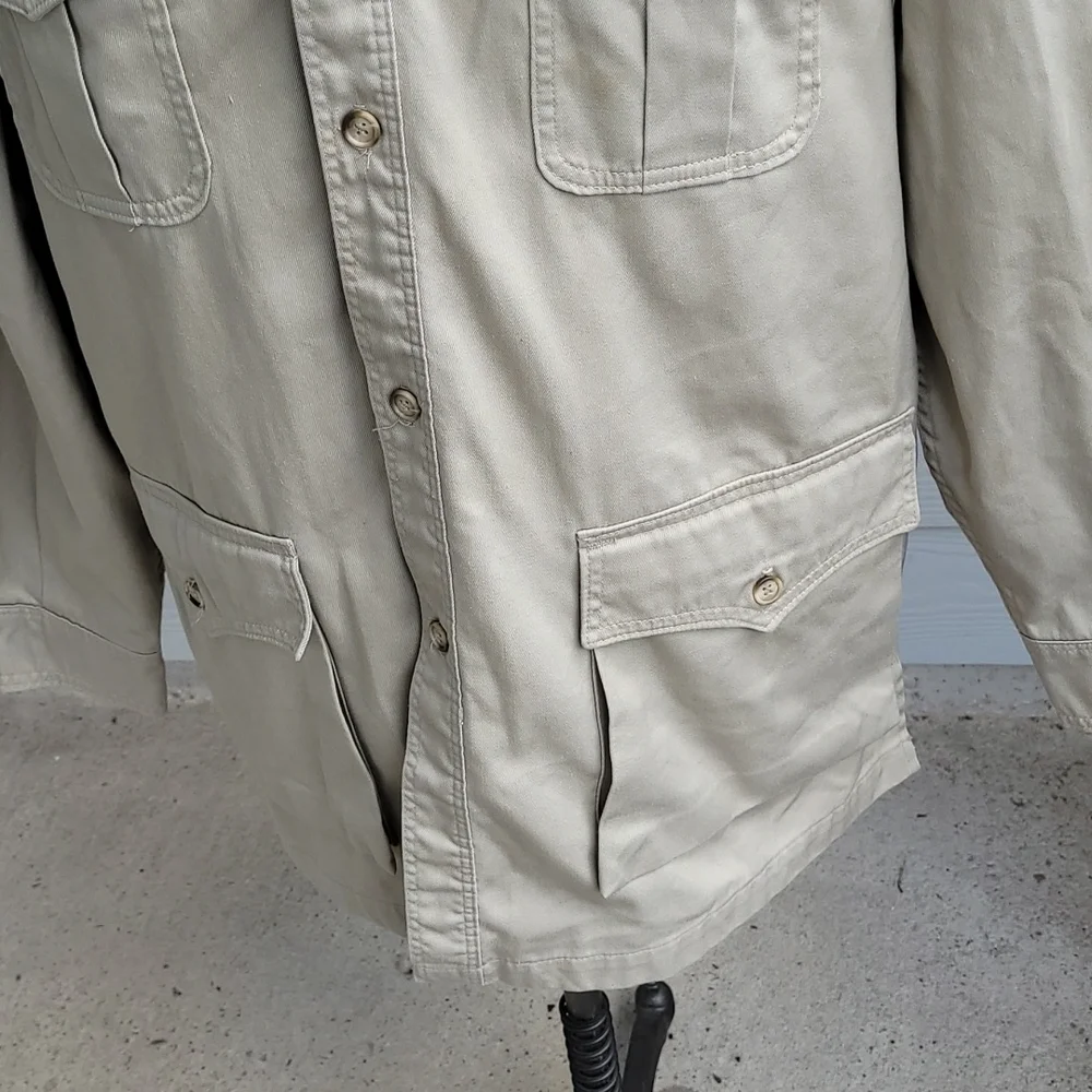 LL BEAN Cotton Blend Mens Sz XL Full‎ Button Up Hunting Shirt Light Jacket VTG